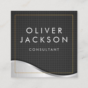 Gold Border Metal Carbon Fibre Quadratische Visitenkarte