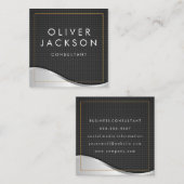 Gold Border Metal Carbon Fibre Quadratische Visitenkarte (Vorne/Hinten)