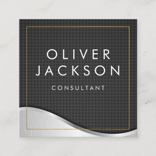 Gold Border Metal Carbon Fibre Quadratische Visitenkarte (Vorderseite)