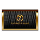 Gold Border Monogram Metal Cells Business Card