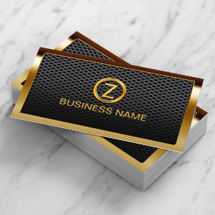 Gold Border Monogram Metal Cells Business Card Visitenkarte