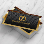Gold Border Monogram Metal Cells Business Card Visitenkarte<br><div class="desc">Deluxe Gold Border Monogram Metal Cells Business Card.</div>