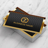 Gold Border Monogram Metal Cells Business Card Visitenkarte