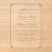 Gold Border Muslim Wedding Acryleinladungen (Vorderseite)
