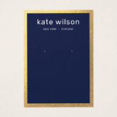 Gold Border Navy Blue Earring Display Card (Vorderseite)