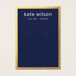 Gold Border Navy Blue Earring Display Card