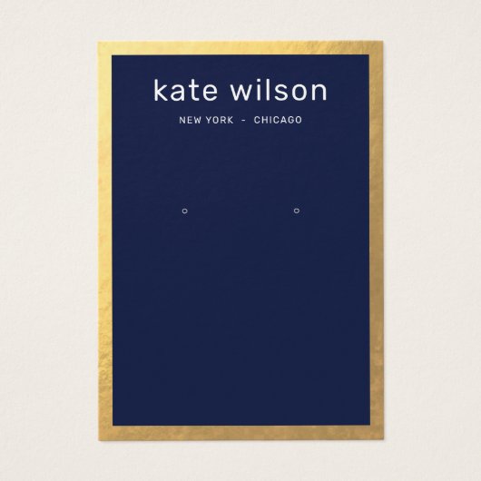Gold Border Navy Blue Earring Display Card (Vorderseite)