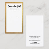 Gold Border Script White Earring Juwelen Visitenkarte (Vorne/Hinten)