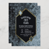 Gold Border Silver 30. Geburtstag Party Einladung (Vorne/Hinten)