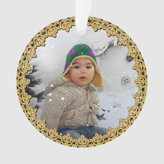Gold Bordered Personalisierte Weihnachtsschmuck Ornament (Vorderseite)
