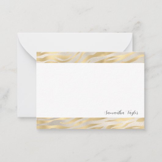 Gold Borders Script  Personalized Flat Note Cards Mitteilungskarte (Vorderseite)
