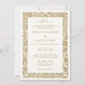 Gold Borted Elegante Wedding Couple Monogram Einladung (Vorderseite)