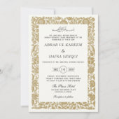 Gold Borted Elegante Wedding Couple Monogram Einladung (Vorderseite)
