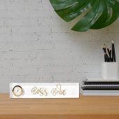Gold Boss Babe Clock Namensplakette