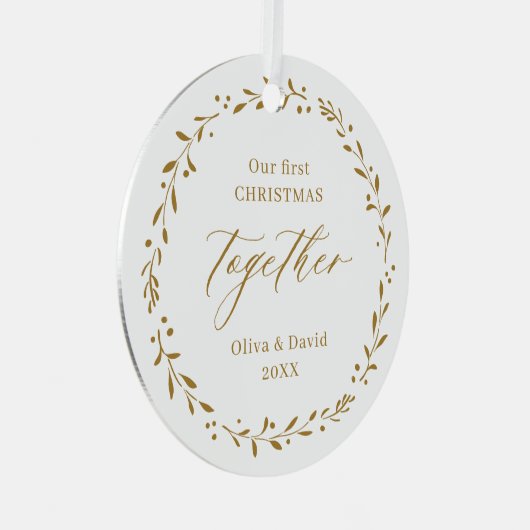 Gold Botanic Unser erstes Weihnachten gemeinsam Ornament Aus Metall (Vorderseite Rechts)