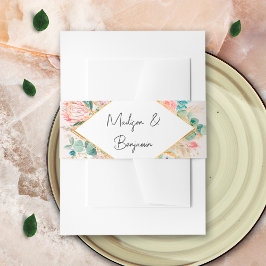 Gold Botanical Eucalyptus Pampas Grass Wedding Einladungsbanderole