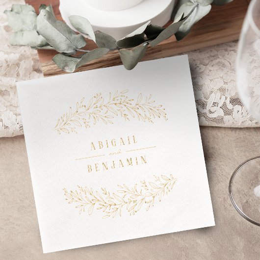 Gold botanical floral elegant wedding servietten mit folie