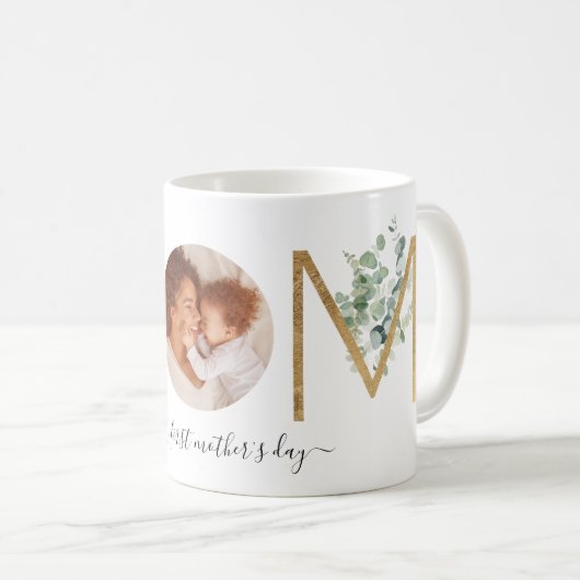 Gold Botanical Letters Foto Kaffeetasse (VorderseiteRechts)