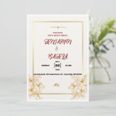 Gold Botanical Wedding invitation Einladung (Stehend Vorderseite)