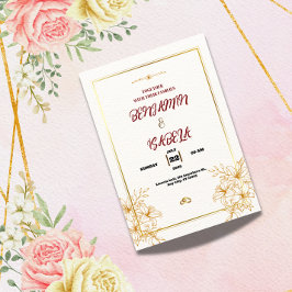 Gold Botanical Wedding invitation Einladung