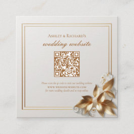 Gold Botanical Wedding Registry QR Code Begleitkarte