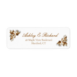 Gold Botanical Wedding Return Address Label