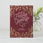 Gold Botanicals Holiday Greetings Feiertagskarte (Stehend Vorderseite)
