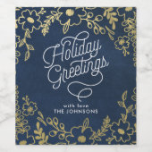 Gold Botanicals Holiday Greetings Weinetikett (Einzelnes Label)