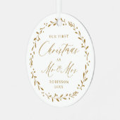 Gold Botanische Mr. & Mrs. Ornament Aus Metall (Vorderseite links)