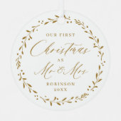 Gold Botanische Mr. & Mrs. Ornament Aus Metall (Vorderseite)