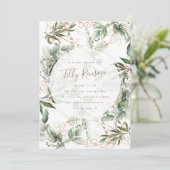 Gold Botanische Sukkulente Elegantes Brautparty In Einladung (Stehend Vorderseite)