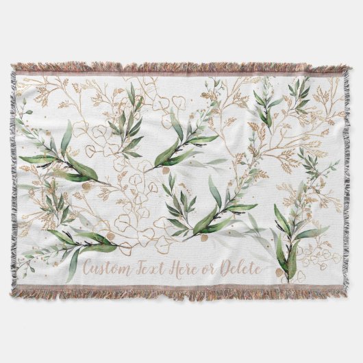 Gold Botanischer Eukalyptus Moderne Grüne Abstrakt Decke (Vorderseite)