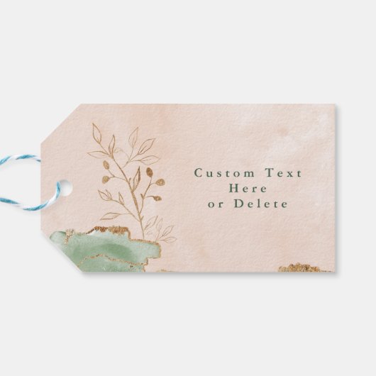 Gold Botanischer Eukalyptus Moderne Grüne Abstrakt Geschenkanhänger (Rückseite Horizontal)