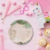 Gold Botanischer Eukalyptus Moderne Grüne Abstrakt Pappteller (Party)