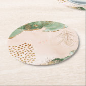 Gold Botanischer Eukalyptus Moderne Grüne Abstrakt Runder Pappuntersetzer (Angewinkelt)