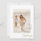 Gold Botanisches Foto Elegante Hochzeit Vielen Dan Dankeskarte (Vorderseite)