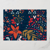 GOLD Botanisches Weihnachtsrahmen-Foto Folien Feiertagskarte (Rückseite)