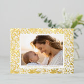 GOLD Botanisches Weihnachtsrahmen-Foto Folien Feiertagskarte (Stehend vorne)