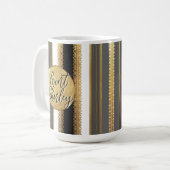Gold Bougie Stripes Personalisiert Kaffee Tasse (Vorderseite Links)