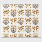 Gold Bow and Disco Ball Wrapping Paper Geschenkpapier (Flach)