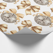 Gold Bow and Disco Ball Wrapping Paper Geschenkpapier (Ecke)