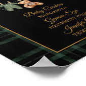 Gold Bow Bear Tartan Baby Shower Bar Menu Poster (Ecke)