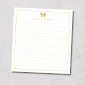 Gold Bow Border Handwritten Custom Name Lined  No Notizblock