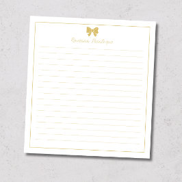 Gold Bow Border Handwritten Custom Name Lined  No Notizblock