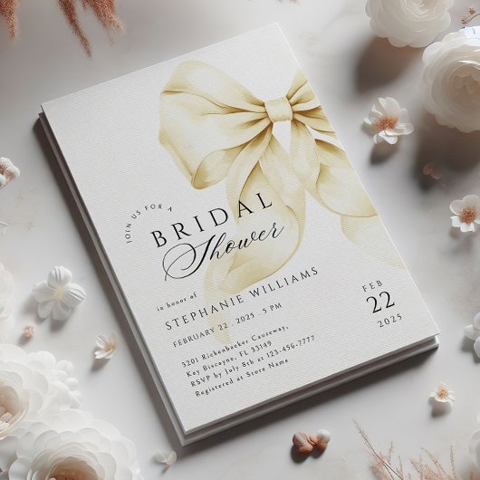 Gold Bow Bridal Dusche Einladung