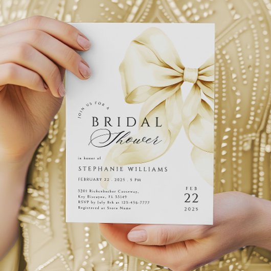 Gold Bow Bridal Dusche Einladung