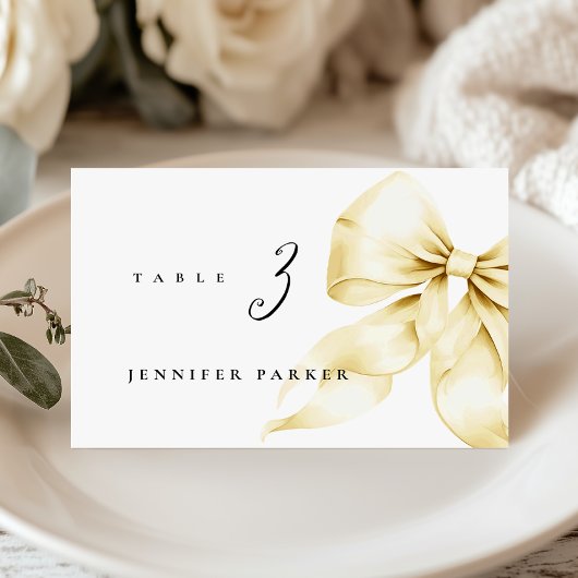 Gold Bow Bridal Shower Name Table Card Tischnummer