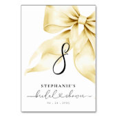 Gold Bow Bridal Shower Table Number Tischnummer (Rückseite)