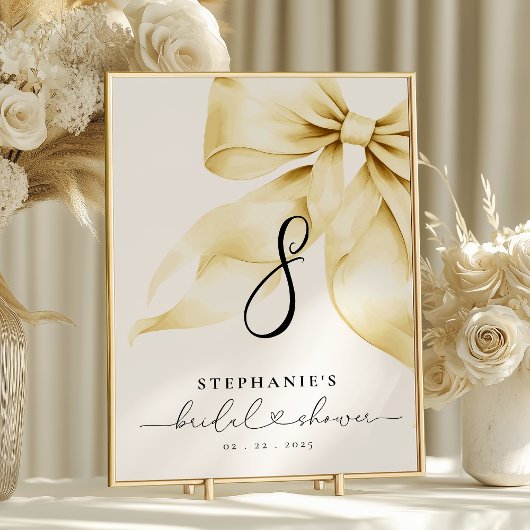 Gold Bow Bridal Shower Table Number Tischnummer