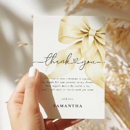 Gold Bow Bridal Shower Thank You Card Dankeskarte